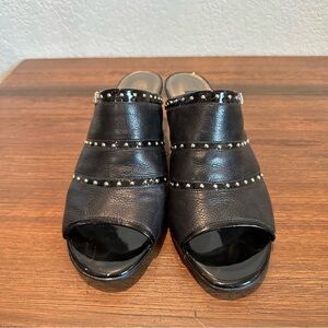 Brighton Teri black leather peep toe heeled sandals women’s size 6.5M